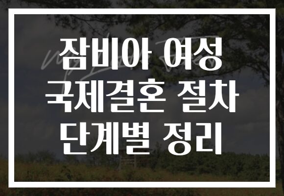 잠비아 여성 국제결혼 절차 단계별 정리