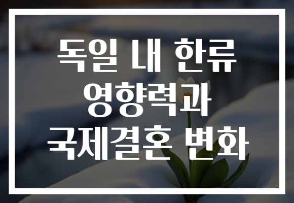 독일 내 한류 영향력과 국제결혼 변화