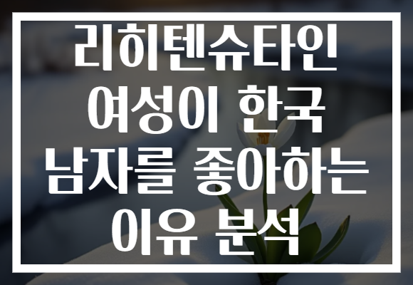 리히텐슈타인 여성이 한국 남자를 좋아하는 이유 분석