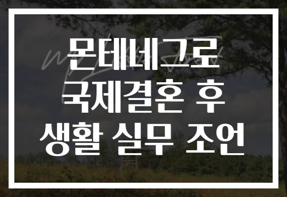 몬테네그로 국제결혼 후 생활 실무 조언