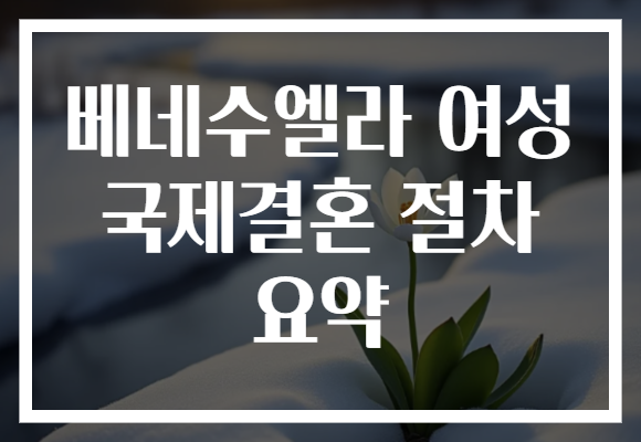 베네수엘라 여성 국제결혼 절차 요약