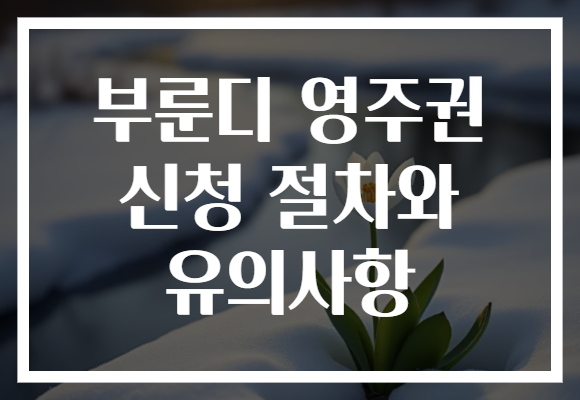 부룬디 영주권 신청 절차와 유의사항
