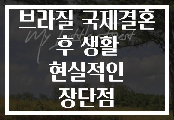 브라질 국제결혼 후 생활 현실적인 장단점