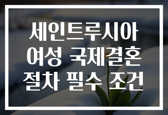 세인트루시아 여성 국제결혼 절차 필수 조건