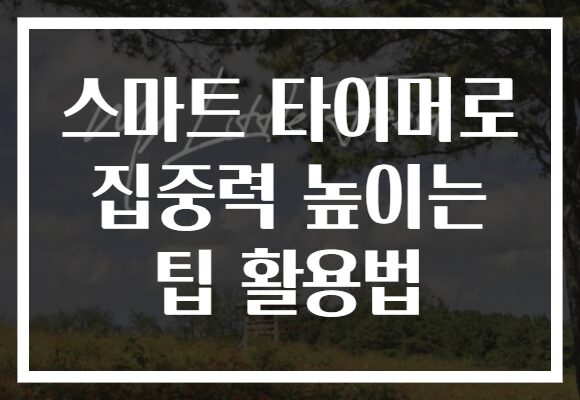 스마트 타이머로 집중력 높이는 팁 활용법