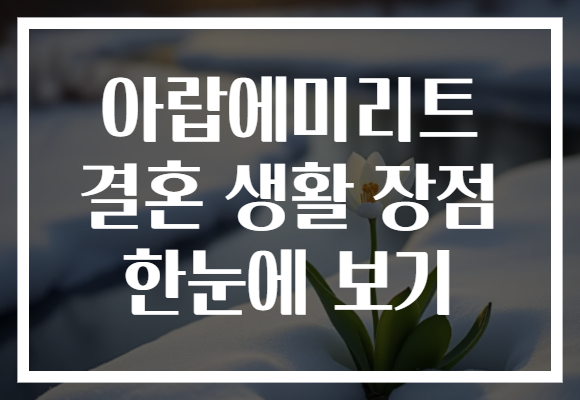 아랍에미리트 결혼 생활 장점 한눈에 보기