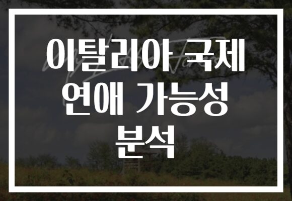 이탈리아 국제 연애 가능성 분석