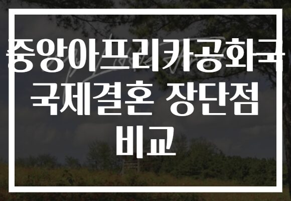 중앙아프리카공화국 국제결혼 장단점 비교