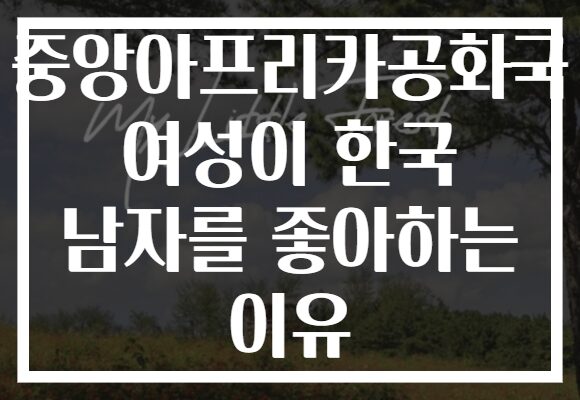 중앙아프리카공화국 여성이 한국 남자를 좋아하는 이유