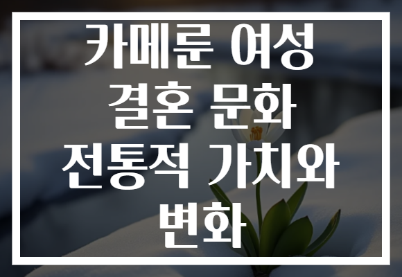 카메룬 여성 결혼 문화 전통적 가치와 변화