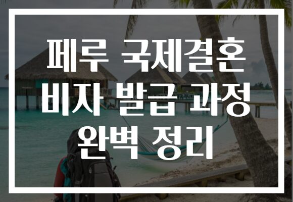 페루 국제결혼 비자 발급 과정 완벽 정리
