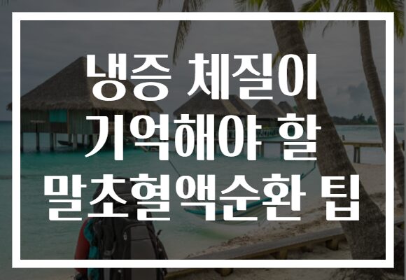 냉증 체질이 기억해야 할 말초혈액순환 팁