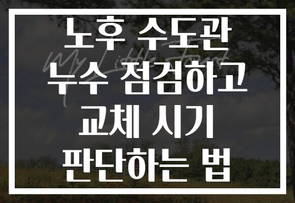 노후 수도관 누수 점검하고 교체 시기 판단하는 법