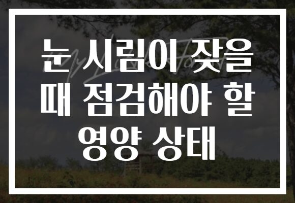 눈 시림이 잦을 때 점검해야 할 영양 상태