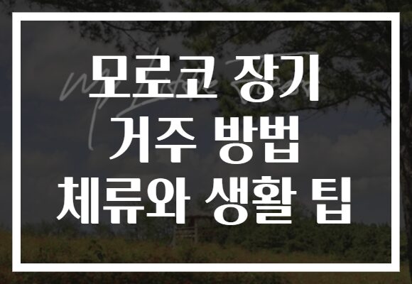 모로코 장기 거주 방법 체류와 생활 팁