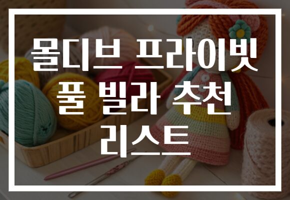 몰디브 프라이빗 풀 빌라 추천 리스트