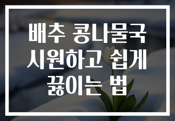 배추 콩나물국 시원하고 쉽게 끓이는 법