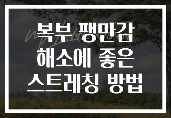 복부 팽만감 해소에 좋은 스트레칭 방법