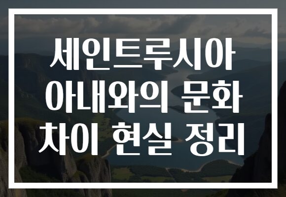 세인트루시아 아내와의 문화 차이 현실 정리