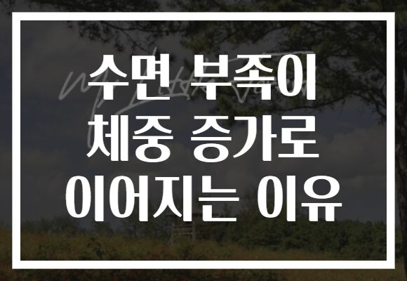 수면 부족이 체중 증가로 이어지는 이유