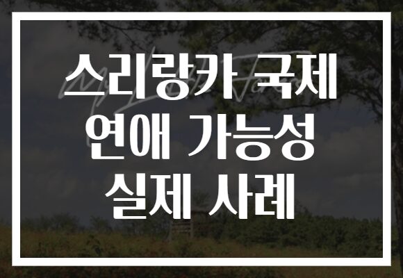 스리랑카 국제 연애 가능성 실제 사례