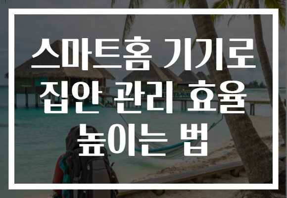 스마트홈 기기로 집안 관리 효율 높이는 법