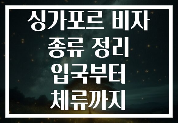 싱가포르 비자 종류 정리 입국부터 체류까지