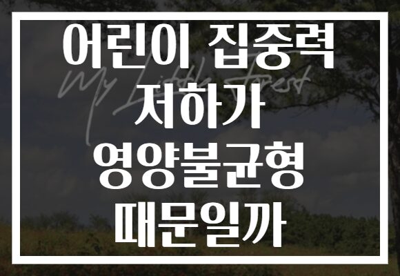 어린이 집중력 저하가 영양불균형 때문일까