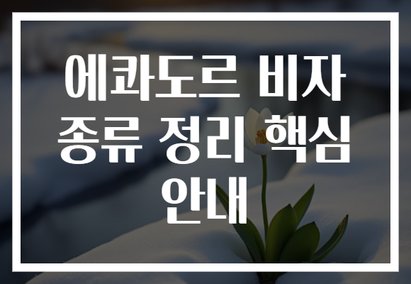에콰도르 비자 종류 정리 핵심 안내