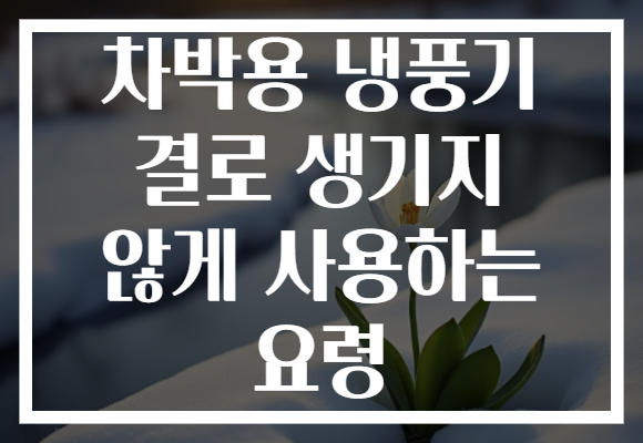 차박용 냉풍기 결로 생기지 않게 사용하는 요령