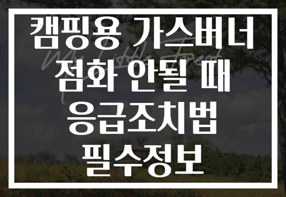 캠핑용 가스버너 점화 안될 때 응급조치법 필수정보