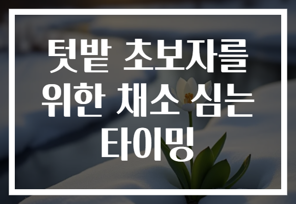 텃밭 초보자를 위한 채소 심는 타이밍