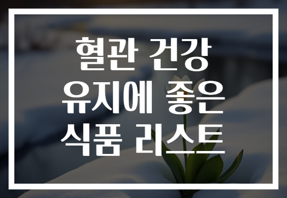 혈관 건강 유지에 좋은 식품 리스트