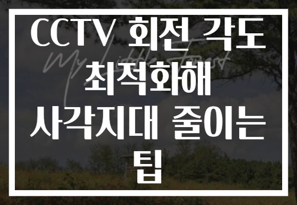 CCTV 회전 각도 최적화해 사각지대 줄이는 팁