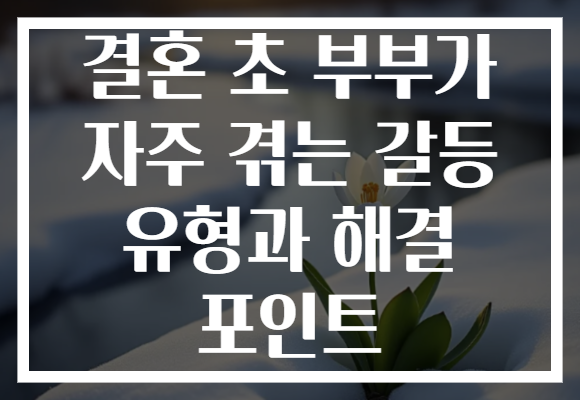 결혼 초 부부가 자주 겪는 갈등 유형과 해결 포인트