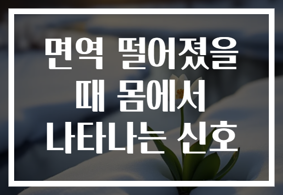 면역 떨어졌을 때 몸에서 나타나는 신호