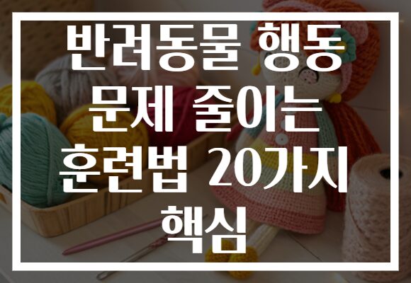 반려동물 행동 문제 줄이는 훈련법 20가지 핵심