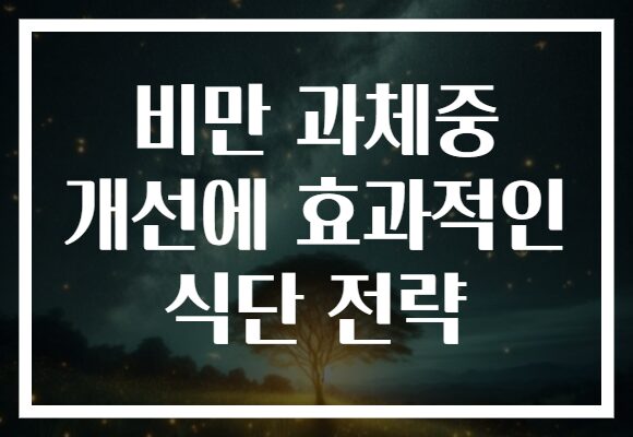 비만 과체중 개선에 효과적인 식단 전략