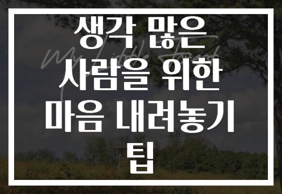 생각 많은 사람을 위한 마음 내려놓기 팁