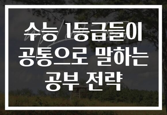 수능 1등급들이 공통으로 말하는 공부 전략