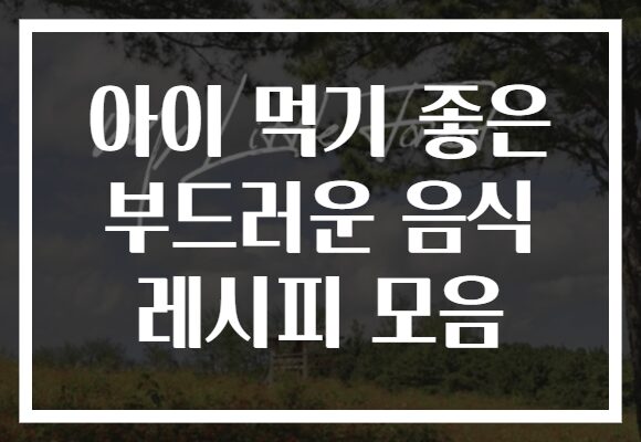 아이 먹기 좋은 부드러운 음식 레시피 모음