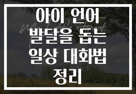아이 언어 발달을 돕는 일상 대화법 정리