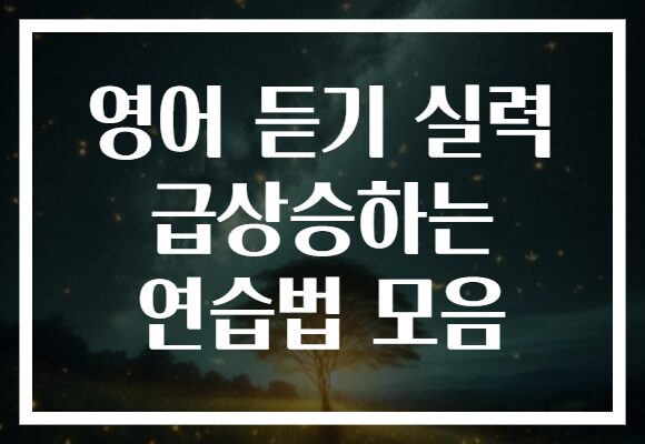 영어 듣기 실력 급상승하는 연습법 모음