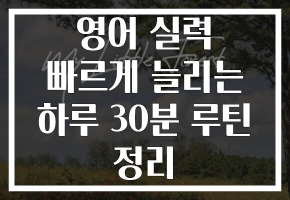 영어 실력 빠르게 늘리는 하루 30분 루틴 정리