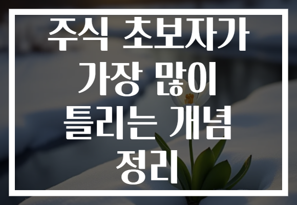 주식 초보자가 가장 많이 틀리는 개념 정리