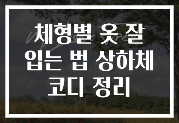 체형별 옷 잘 입는 법 상하체 코디 정리