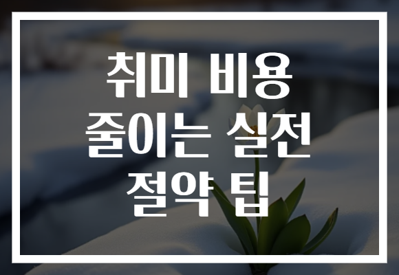 취미 비용 줄이는 실전 절약 팁