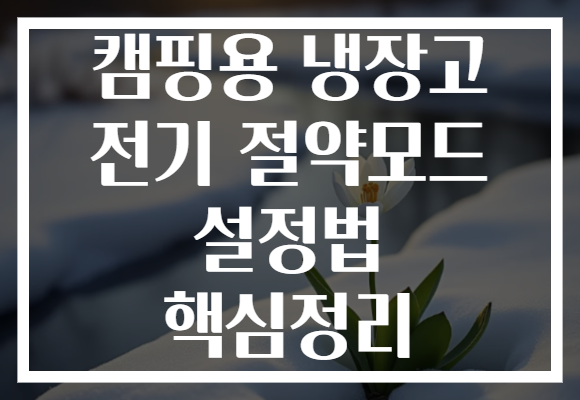 캠핑용 냉장고 전기 절약모드 설정법 핵심정리