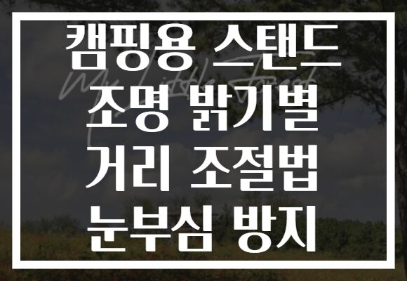 캠핑용 스탠드 조명 밝기별 거리 조절법 눈부심 방지