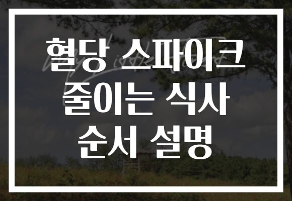 혈당 스파이크 줄이는 식사 순서 설명